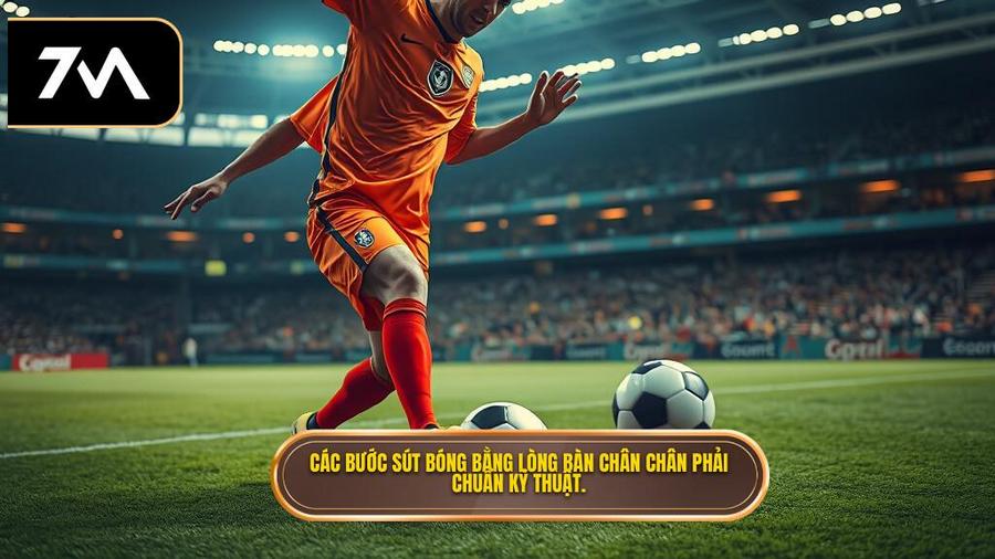 Phân tích chi tiết các bước thực hiện kỹ thuật sút bóng bằng lòng bàn chân phải